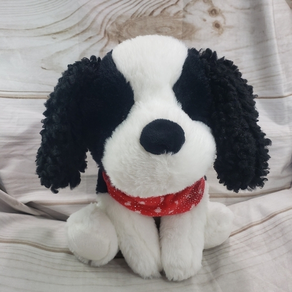 Walmart Black White Border Collie Cocker Spaniel Dog 12" Plush Stuffed Animal 22 - Picture 1 of 9